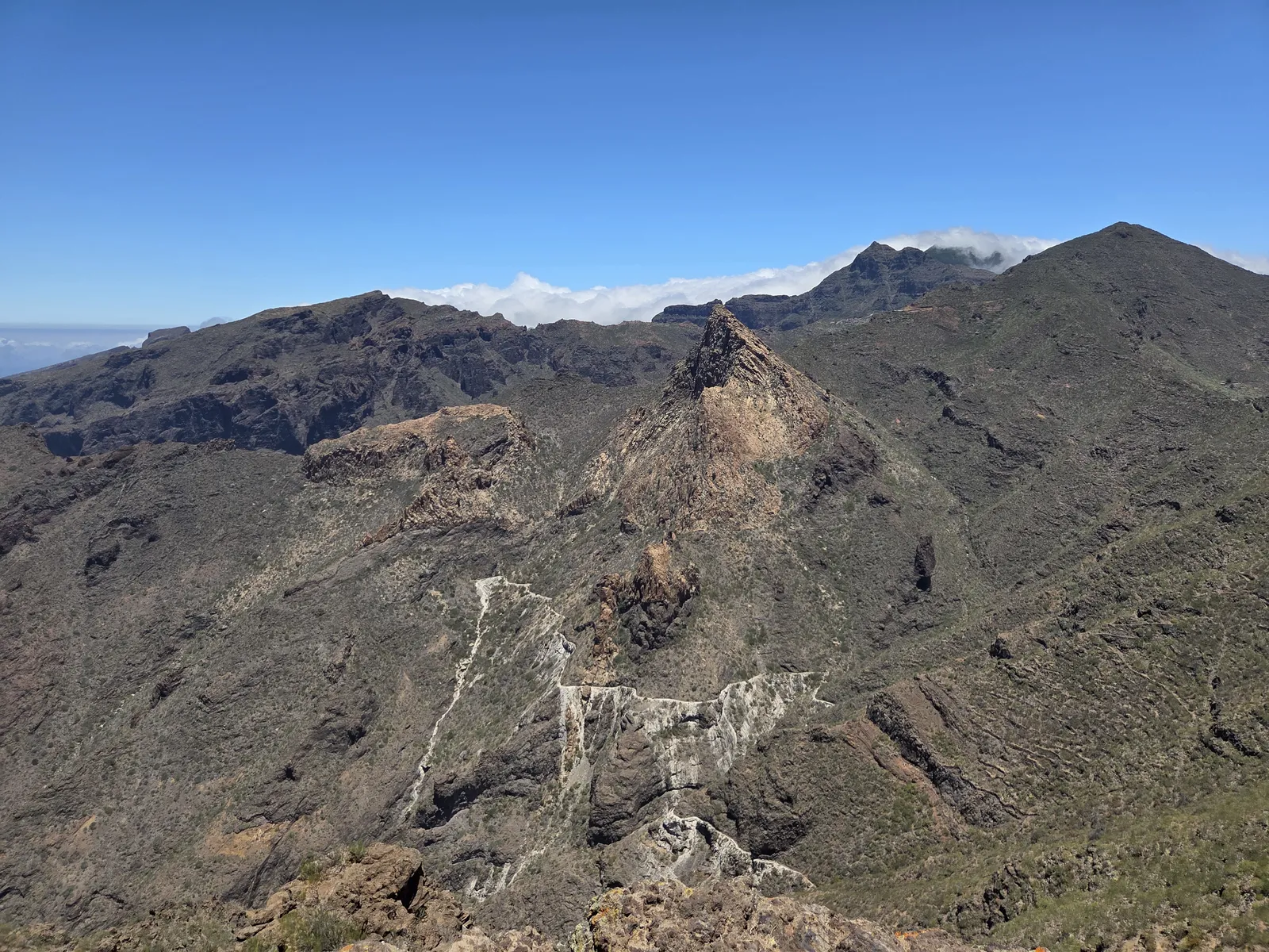 Rugged ridges and deep ravines of the Teno massif seen from Guama Mountain